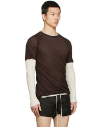 T-shirt à col rond marron foncé Rick Owens