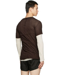 T-shirt à col rond marron foncé Rick Owens