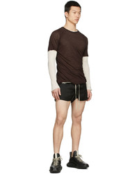 T-shirt à col rond marron foncé Rick Owens