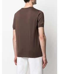 T-shirt à col rond marron foncé Canali