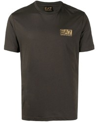 T-shirt à col rond marron foncé Ea7 Emporio Armani