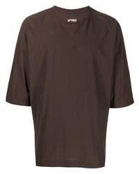 T-shirt à col rond marron foncé Homme Plissé Issey Miyake