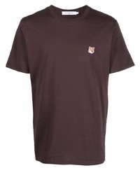 T-shirt à col rond marron foncé MAISON KITSUNÉ