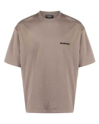 T-shirt à col rond marron Balenciaga