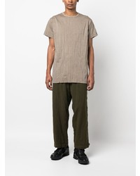 T-shirt à col rond marron Yohji Yamamoto