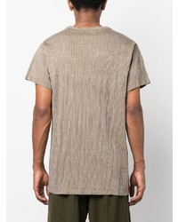 T-shirt à col rond marron Yohji Yamamoto