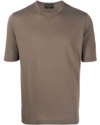 T-shirt à col rond marron Dell'oglio