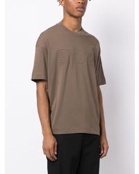 T-shirt à col rond marron Emporio Armani