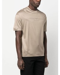 T-shirt à col rond marron Emporio Armani