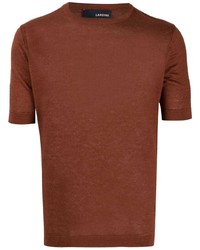 T-shirt à col rond marron Lardini