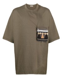 T-shirt à col rond marron Undercover
