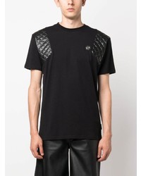 T-shirt à col rond matelassé noir Philipp Plein