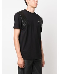 T-shirt à col rond matelassé noir Philipp Plein