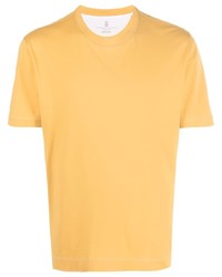 T-shirt à col rond moutarde Brunello Cucinelli