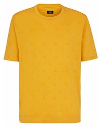 T-shirt à col rond moutarde Fendi