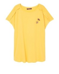 T-shirt à col rond moutarde Mango