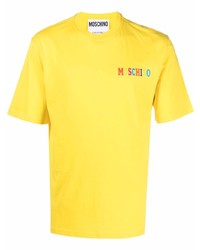 T-shirt à col rond moutarde Moschino