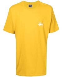 T-shirt à col rond moutarde Stussy