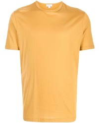 T-shirt à col rond moutarde Sunspel