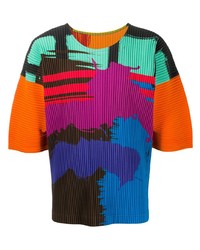 T-shirt à col rond multicolore Homme Plissé Issey Miyake