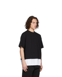 T-shirt à col rond noir et blanc Marni