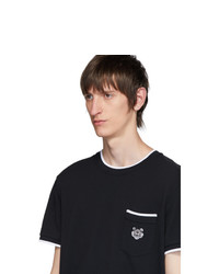 T-shirt à col rond noir et blanc Kenzo