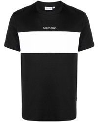 T-shirt à col rond noir et blanc Calvin Klein