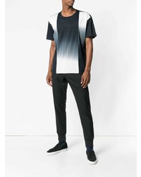 T-shirt à col rond noir et blanc Issey Miyake Men