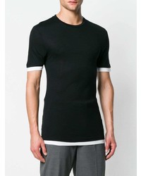 T-shirt à col rond noir et blanc Neil Barrett
