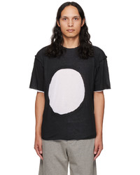 T-shirt à col rond noir et blanc Edward Cuming
