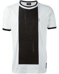 T-shirt à col rond noir et blanc Fendi