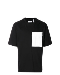 T-shirt à col rond noir et blanc Helmut Lang