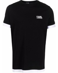 T-shirt à col rond noir et blanc Karl Lagerfeld