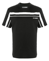 T-shirt à col rond noir et blanc Les Hommes