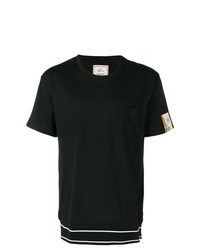 T-shirt à col rond noir et blanc Maison Mihara Yasuhiro