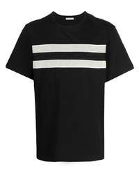 T-shirt à col rond noir et blanc Moncler