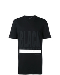 T-shirt à col rond noir et blanc Neil Barrett