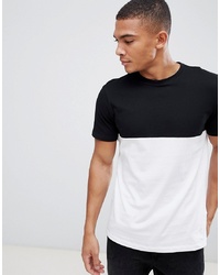 T-shirt à col rond noir et blanc New Look