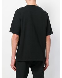 T-shirt à col rond noir et blanc Helmut Lang