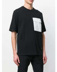 T-shirt à col rond noir et blanc Helmut Lang