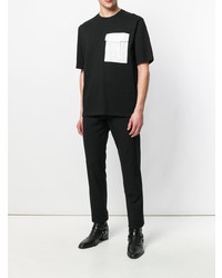 T-shirt à col rond noir et blanc Helmut Lang