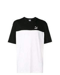 T-shirt à col rond noir et blanc Puma