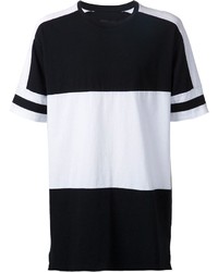 T-shirt à col rond noir et blanc Zanerobe