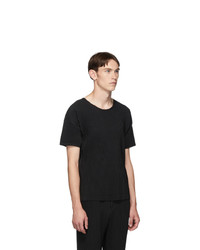 T-shirt à col rond noir Homme Plissé Issey Miyake