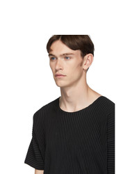 T-shirt à col rond noir Homme Plissé Issey Miyake