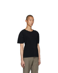 T-shirt à col rond noir Homme Plissé Issey Miyake