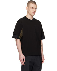 T-shirt à col rond noir Sacai