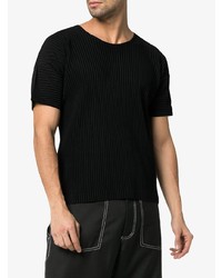 T-shirt à col rond noir Homme Plissé Issey Miyake