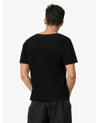 T-shirt à col rond noir Homme Plissé Issey Miyake