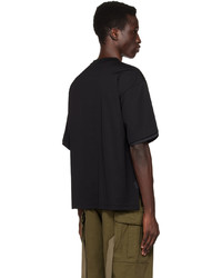 T-shirt à col rond noir Sacai